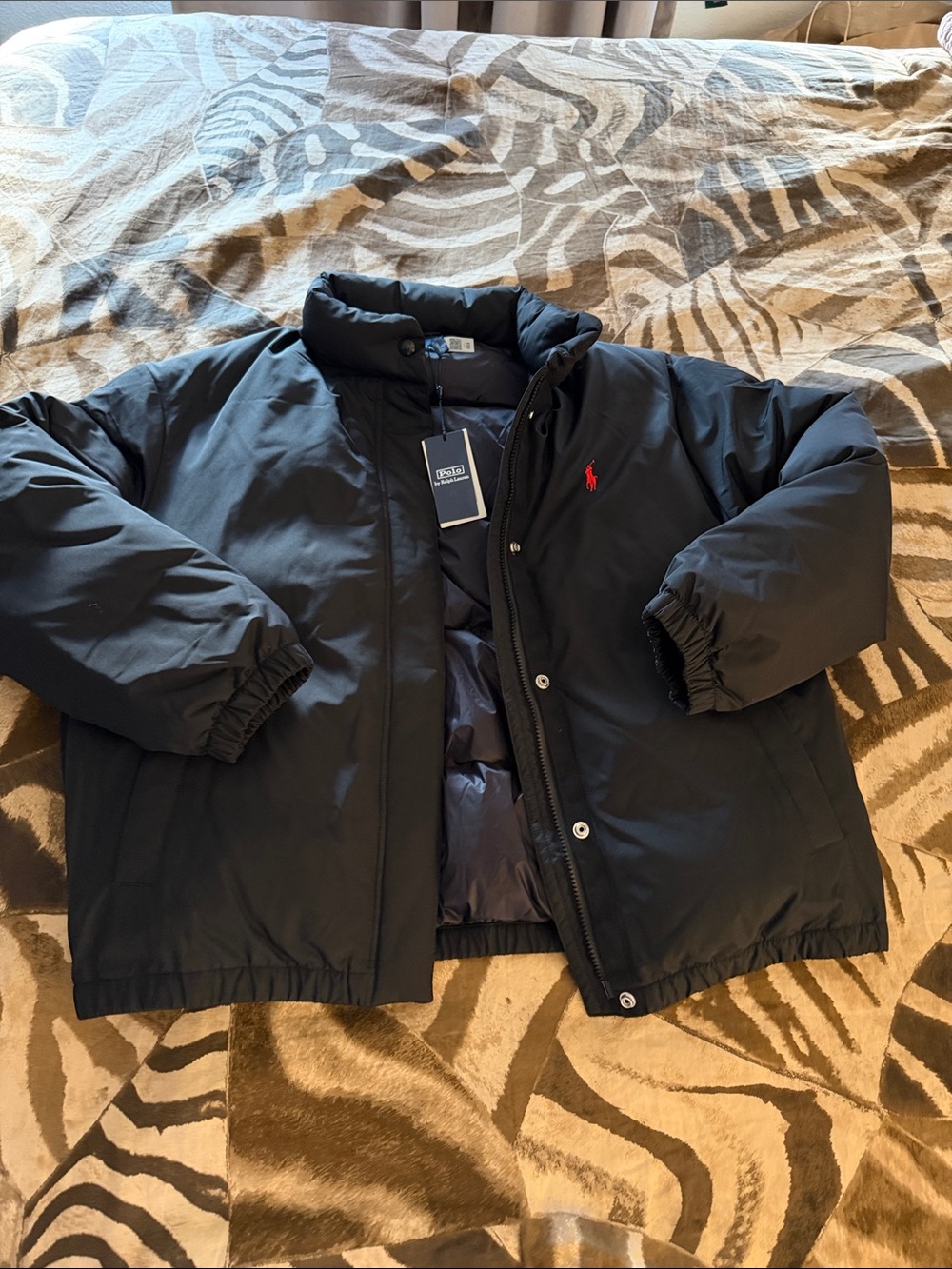 Polo by Ralph Lauren Black Puffer Jacket with Red Pony